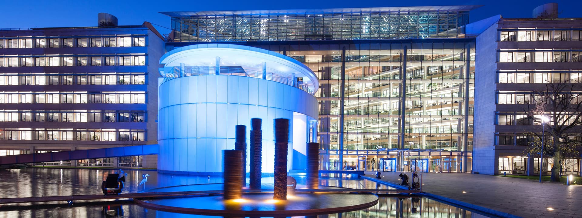 Boehringer Ingelheim headquarters at night