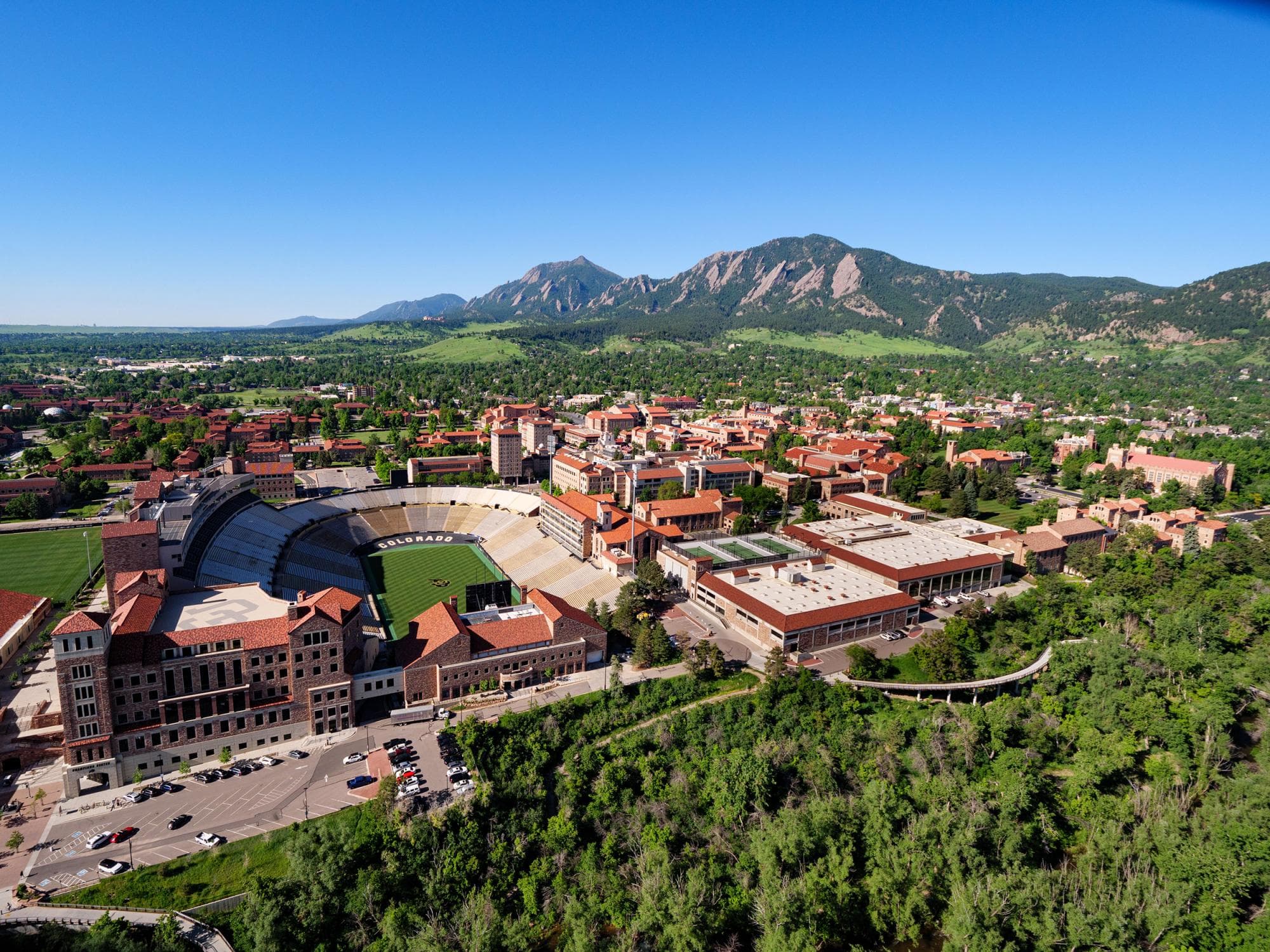 University of Colorado Boulder campus with the Flatirons